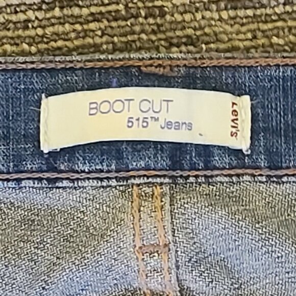NWT Levi's 515 Boot Cut Mid Rise Blue Jeans Misses 14 Short Beaded Cotton Blend - Picture 6 of 16